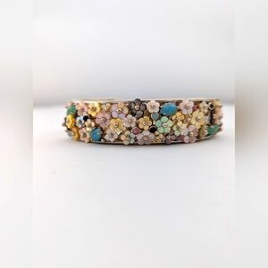 Sterling Silver Multi Gemstone Floral Cuff